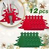 12 Pack Christmas Felt Utensil Holders Red Green With Star For Holiday TableDecor FamilyDinners Parties Festive Dining Tableware