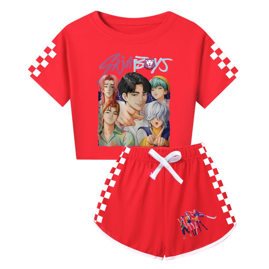 Kpop Demon Hunters Saja Jongens Print Volwassen Kind Korte Mouw Korte Broek Familie Pyjamaset Voor Gezellige Nachtkleding