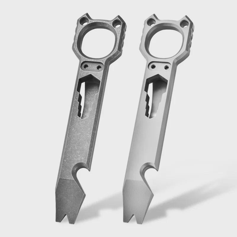 Titanium Alloy Multifunctional Outdoor Crowbar and Bottle Opener with Wrench for Self-Defense and EDC.