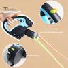 Retractable Dog Leash for 2 Dogs Nylon Traction Rope with LED Lights Ergonomic Handle Poop Bag Holder for Small Dogs
