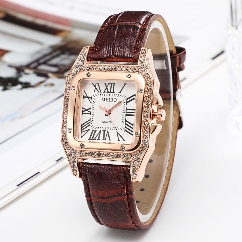 Watch, Xiaoxiang Square Flash Diamond Belt Watch, Fashionable Women'S Watch Stall