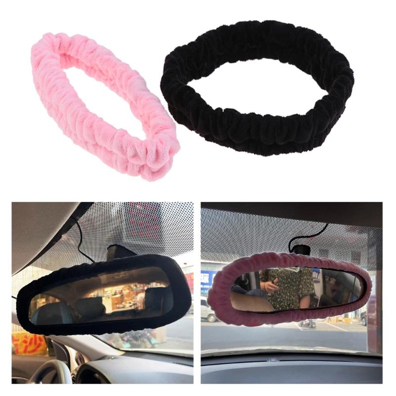 Upgraded Rearview Mirror Accessories Plush Car Rear View Mirror Cover for Women Bling Car Accessories Universal Fit