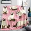 Pink background cat dog Print Flannel Blanket,High quality Comfortable for All Seasons,Home Decor,Warmth and Comfort,Perfect for Christmas Gifts