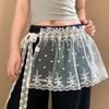 Korean Mesh Polka Dot Lace Butt Curtain: Chic Layering Waist Accessory for Girls with Pants & Skirts.