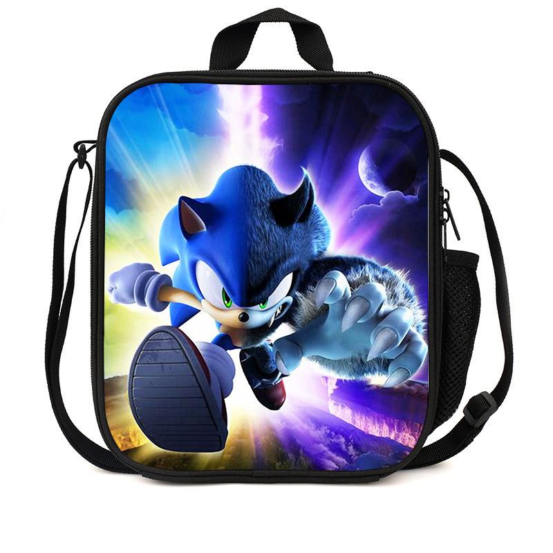 Sonic Lunch Bag Student Picnic Bag Oxford Cloth Cartoon Printed Portable Lunch Box Bag