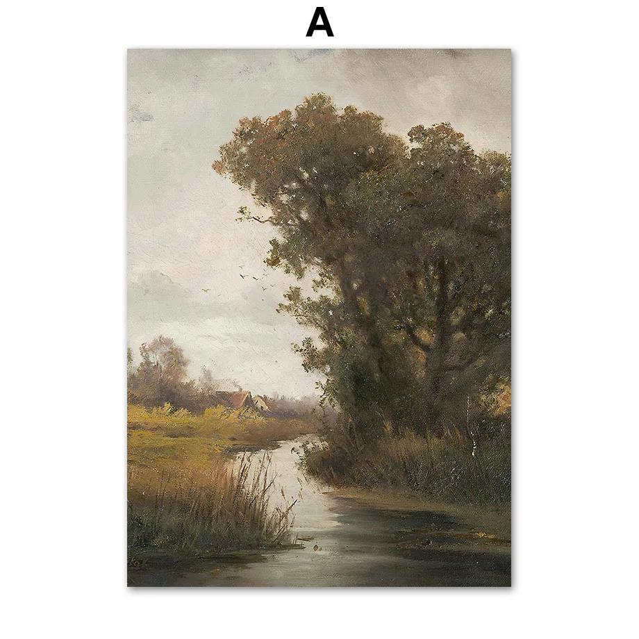 

Tree House Figure Grass Landscape Vintage Poster, Oil Painting, Drawing Wall Art, Canvas and Prints, Living Room and Home Decora 21x30cm No Framed