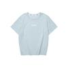 Letter Print Round Neck Pullover Loose Breathable Short Sleeve T-Shirt Women Tops Sky-Blue L224W030-02PF