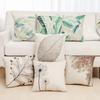 Green Plants and Flowers Cotton and Linen Pillow Customized Linen Car Pillow Sofa Pillow Cover Home Decoration