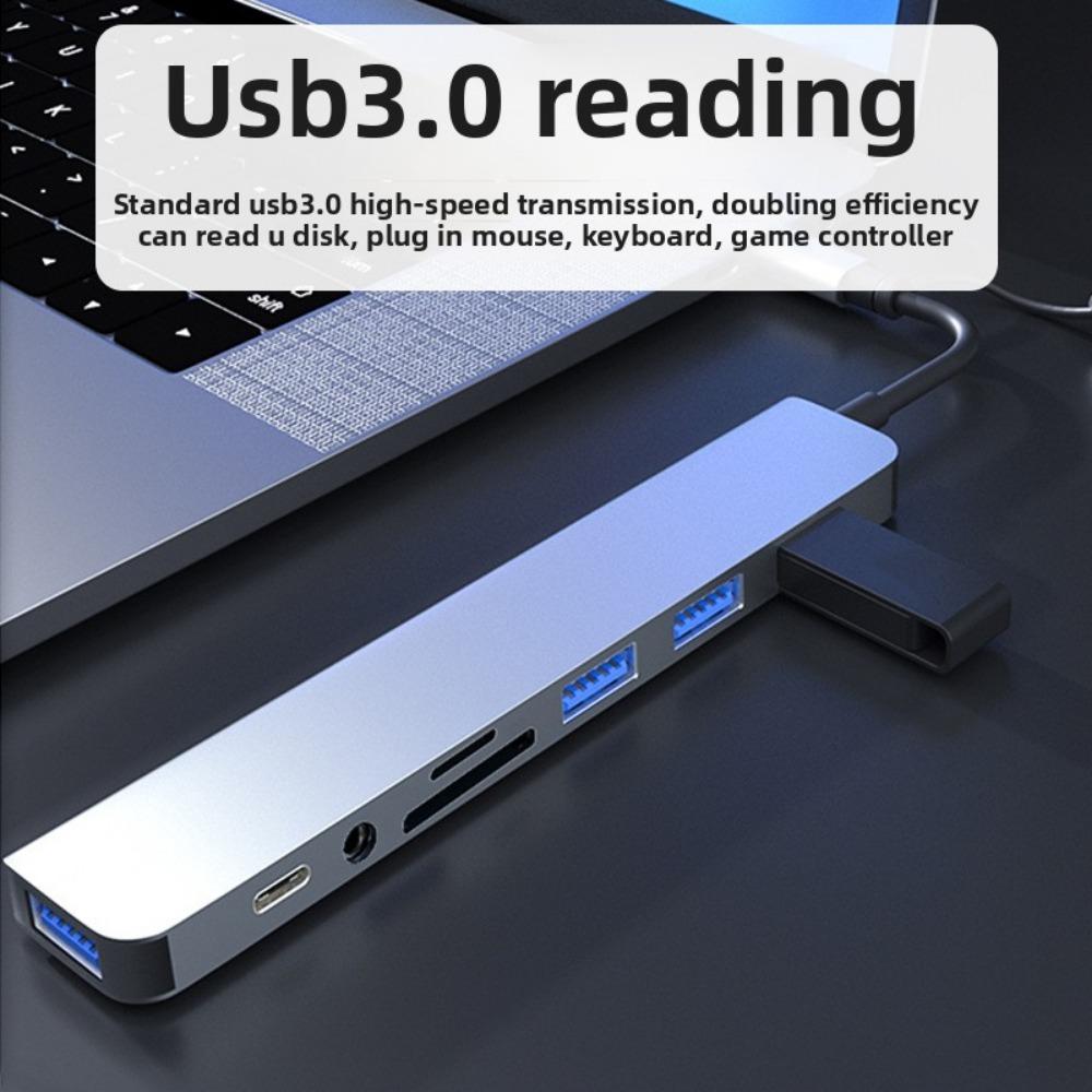 8 In 1 USB C Hub Multiport Adapter with TF SD Card Reader for Laptop PC MacBook Type C Dongle