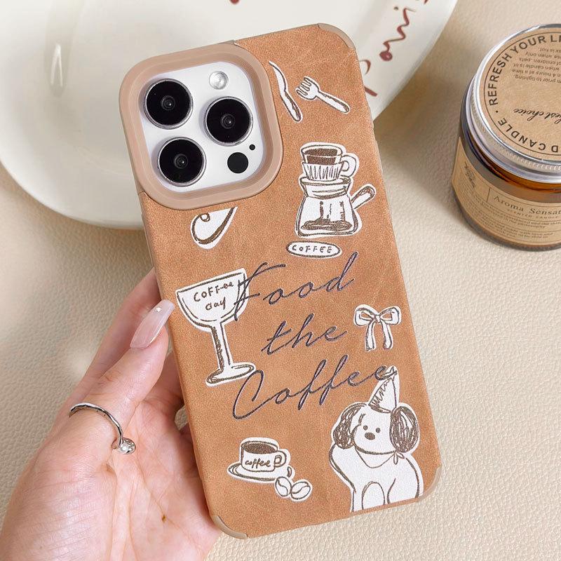 Zhitai Skórzane Etui z Kreskówką dla iPhone 12/13Pro/14/15Pro Max