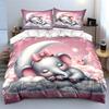 Dreamy Elephant On Crescent Moon Bedding Set For Kids Luxury Gift 3Pcs Digital Print Comforter Set Soft Comfortable Breathable