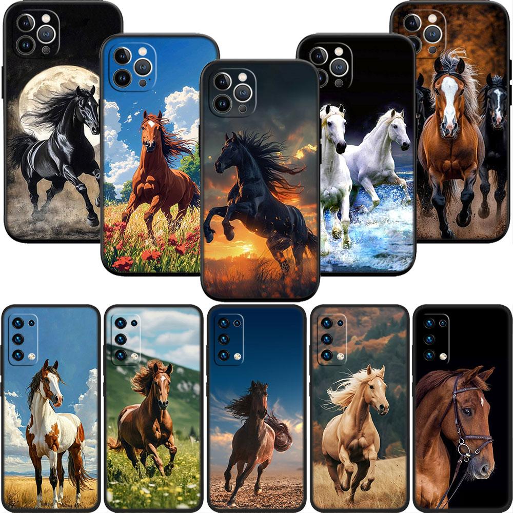 LO43 Fine Horse Soft Shell Phone Case for OPPO A3 Pro A72 A74 A76 A77 A77S A78 A79 A94 A95 A18 A40M A58