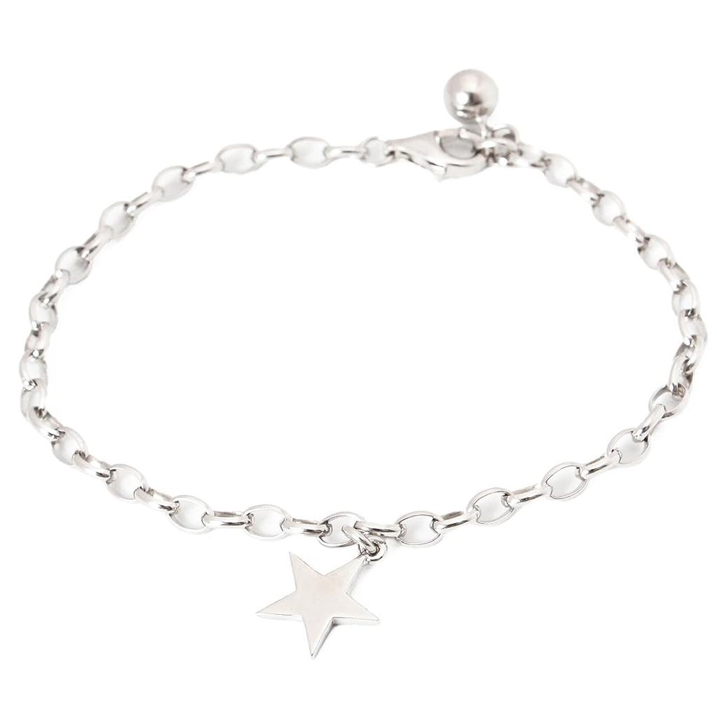 Genuine 925 silver chain bracelet with star and slim design with a Perfect for and cute Popular brand name jewelry and One size fits charm. Simple,