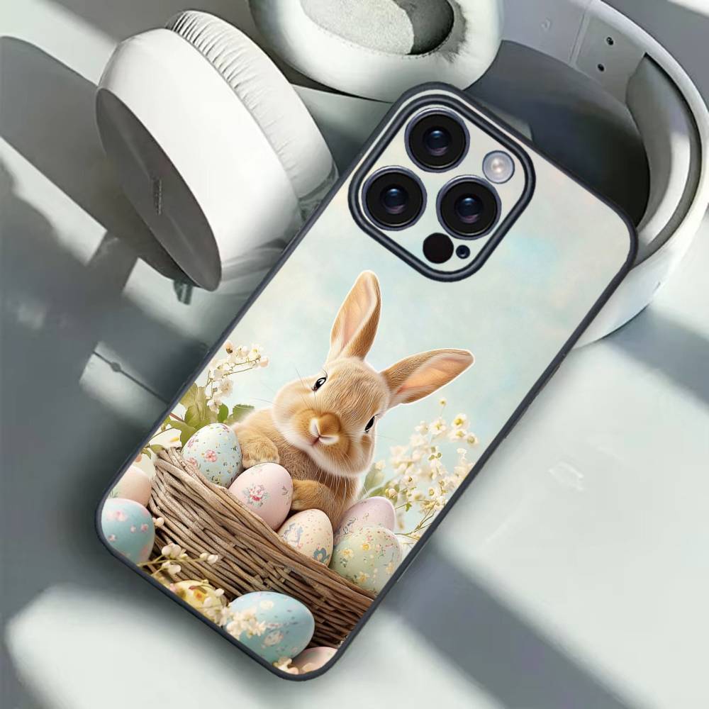 1PC Easter Bunny Eggs Phone Case For iPhone 16 15 14 13 12 17 PRO MAX PLUS Mini TPU Soft To Skin-friendly Case