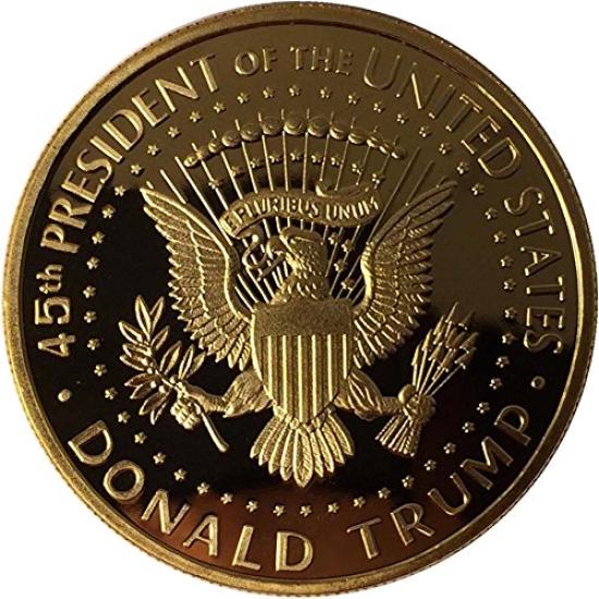 Zlatá mince Donalda Trumpa 2017, Pozlacená sběratelská mince, 45. prezident, Certifikát pravosti Oficiální GOPBOX