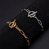 2Pcs Paperclip OT Buckle Bracelet Gold Steel Color Stainless Steel Chains for Women Men DIY Charm Bracelet Jewelry Accessories