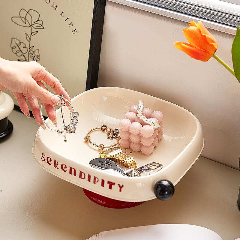 Dopamine Cream Fruit Plate: Stylish Home Coffee Table Display for Snacks and Candy.