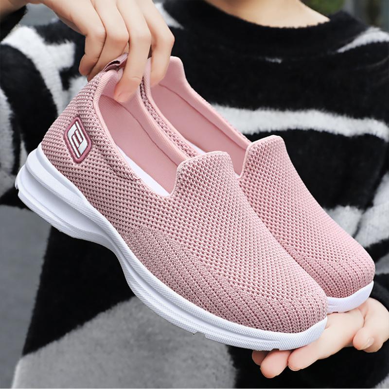 Summer Cloth Shoes, Single Shoes, Shallow Mouth Casual Shoes, Middle-aged and Elderly Solid Color Mother's Shoes