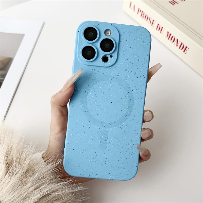 Ins Splashing Color Silicone Soft Phone Case For iPhone 16 15 14 Plus 13 12 11 Pro Max Magnetic For Magsafe Wireless Charge Capa