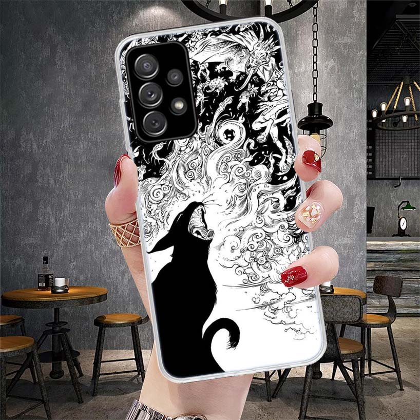 Witch And Cat Colorful Cute Phone Case For Samsung Galaxy A12 A22 A32 A52 A72 A02S A51 A50S A71 A70 A31 A20S Note 20 Ultra S10 A