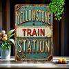 Vintage Train Railway Station Metal Wall Poster, Bar Garage Decor 8x12
