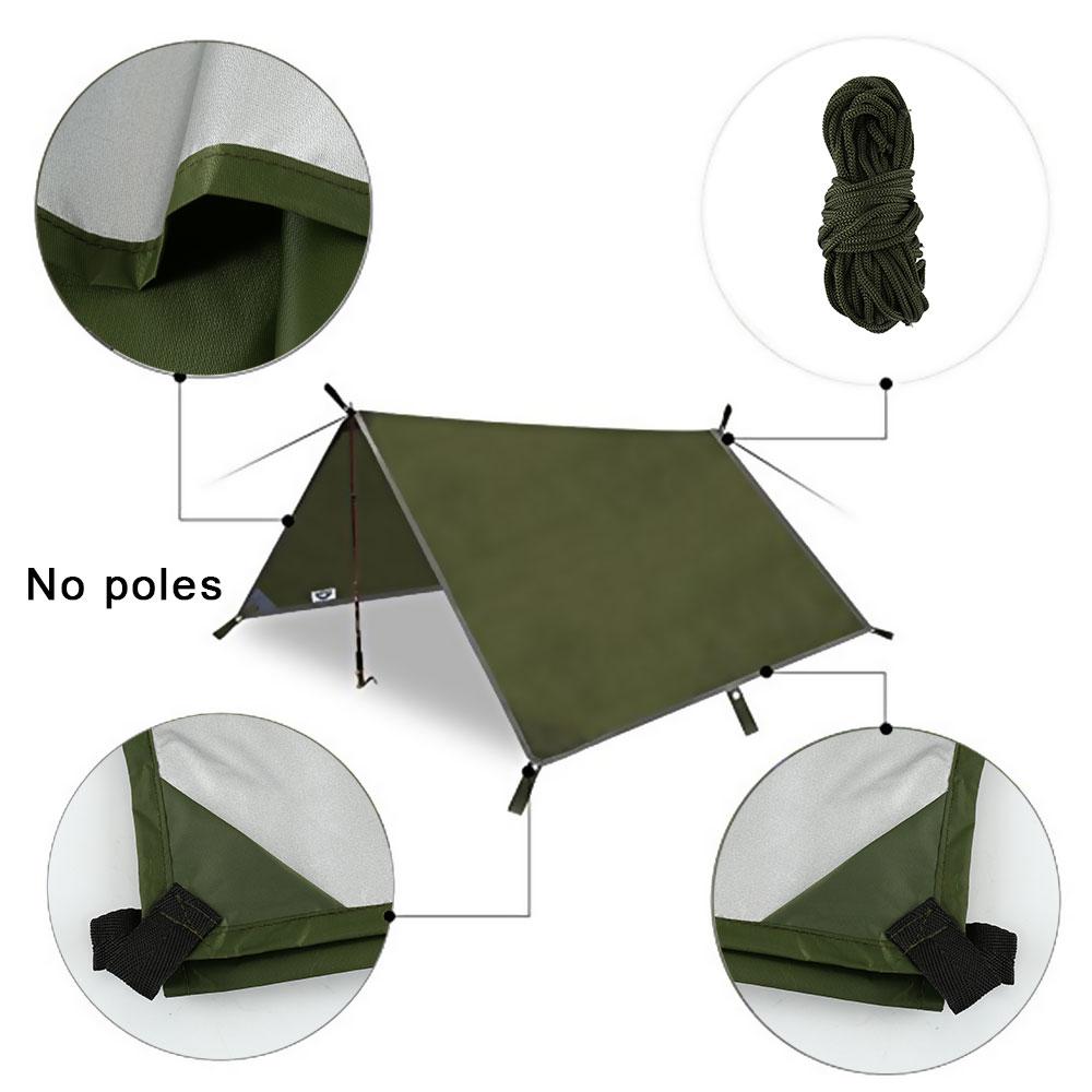 3x3m Car Side Awning Outdoor Camping Tent Tarp Waterproof Picnic Mat with Carrying Bag RainTarp Hammock Canopy Shade Sun Shelter