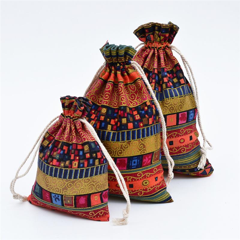 

10 шт. Этнический стиль Карман на кулиске Сумка для хранения аксессуаров Кошелек для монет Тканевая сумка Сумка на кулиске 10pcs 10*14cm