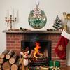 Christmas Door Signs Wooden Front Door Signs Craft With Bow And Fake Plant Reindeer Pattern For Living Room Party Yard