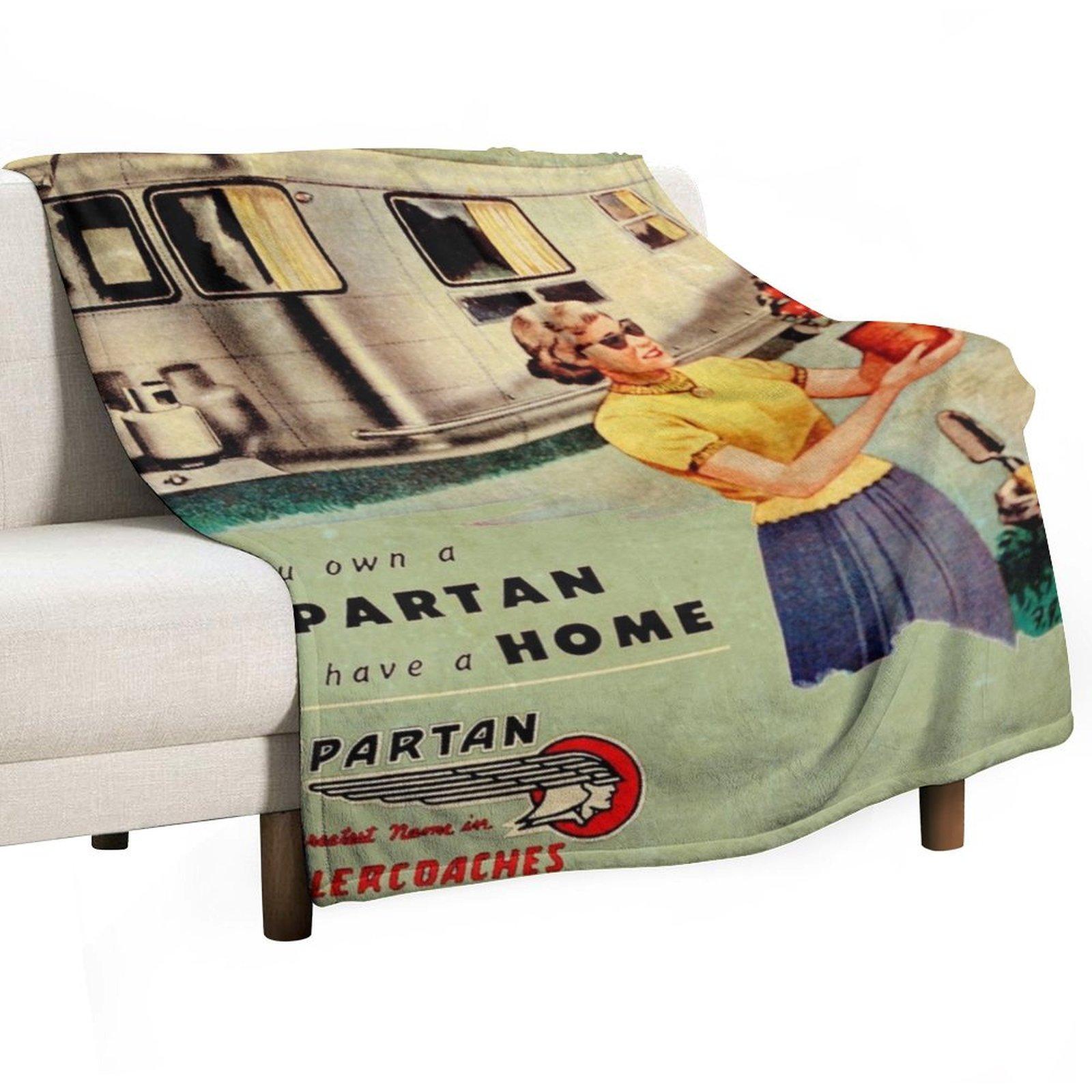 

Spartan Trailers Tulsa Throw Blanket Sleeping Bag Personalized Gift Hairys Flannels Blankets 30x40in