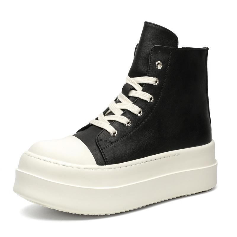 Height-increasing muffin thick-soled high-top board shoes men's couple canvas American high-street locomotive derby shoes 18456-J