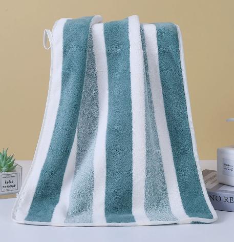 Wide Striped Coral Fleece Towel