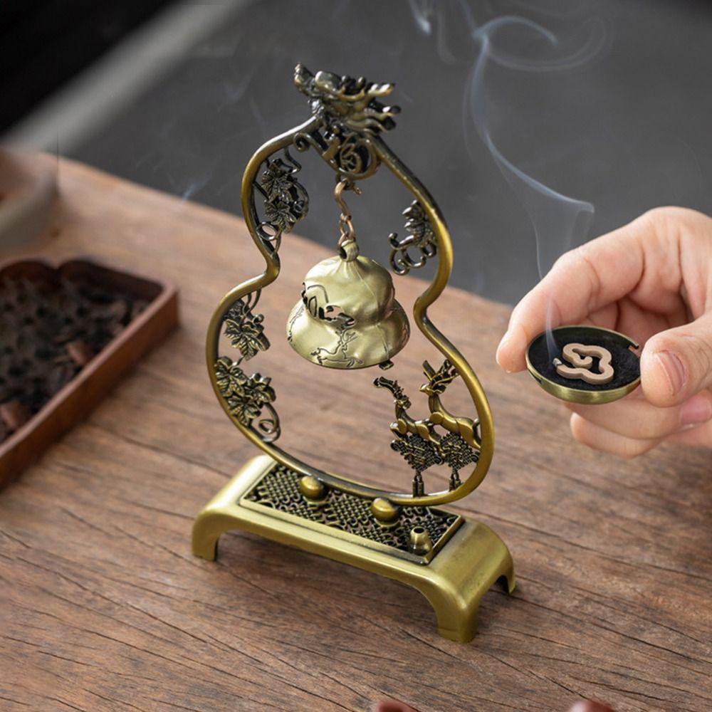 Chinese Style Vertical Incense Burner Pine Gourd Zinc Alloy Indoor Aromatherapy Vintage Good Symbolism Incense Holder