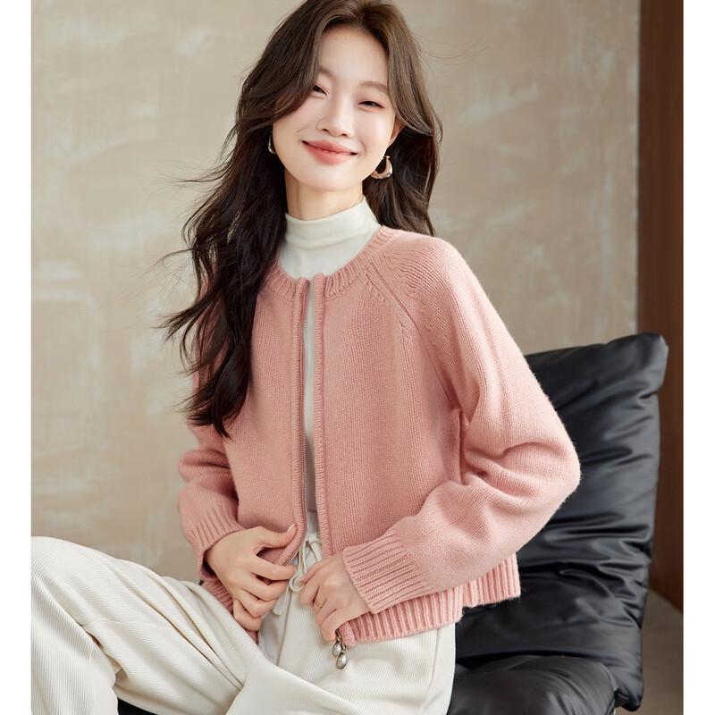 

Srcr Women s 590g Pure Wool Thickened Double Zipper Knit Cardigan L