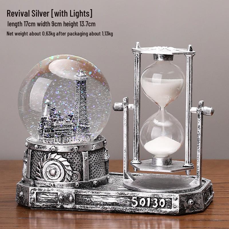 

Iron Tower Crystal Ball Timer Hourglass: Resin Desktop Ornament & Gift Size