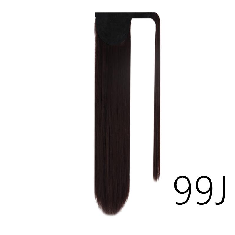 MERISIHAIR Women Long Straight Ponytail Wig Black Brown Synthetic High Temperature Fiber Ponytail Hair Extensions Daily Use