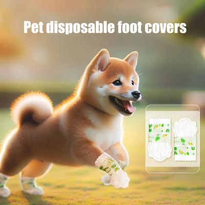 20Pcs Disposable Dog Booties Waterproof Breathable Pet Paw Covers Paw Protectors with Adjustable Bandage for Dogs Cats Indoor Outdoor Use