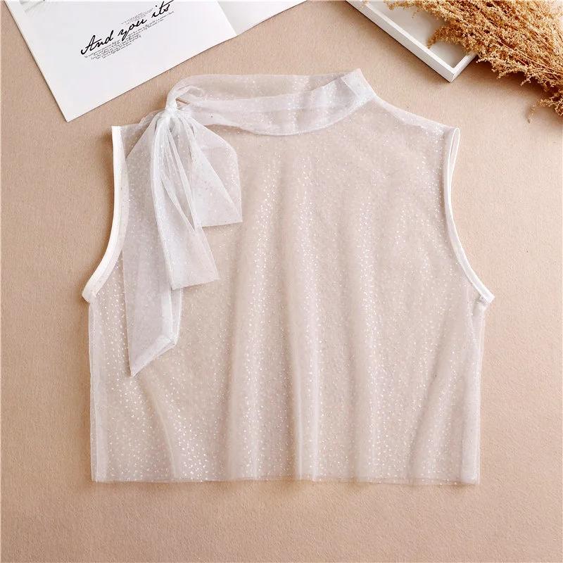 

Женщины Большие Банты Галстук Ложный Воротник Взрослый Съемный Половина Рубашки Черный Белый Тонкий Стойка Ложный Воротник Блузка Топ Декор Аксессуар