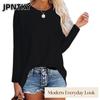 JPNTKY Women's Fashion Casual Solid Color Print Long Sleeve O-Neck Blouses & Shirts