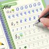 Kids Writing Practice 4Pcs Grooved Book with Pens Refills Pencil Gripper Reusable Handwriting Workbooks Alphabet Tracing Learning Children Workbook