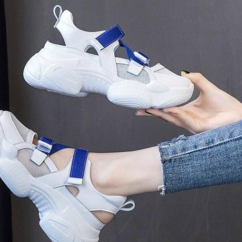 Fashion Size 40 Sports Sandals Women's Thick Soled Sponge Cake Casual Summer 2024 New Versatile Headband Hollowed Out Women's Sandals