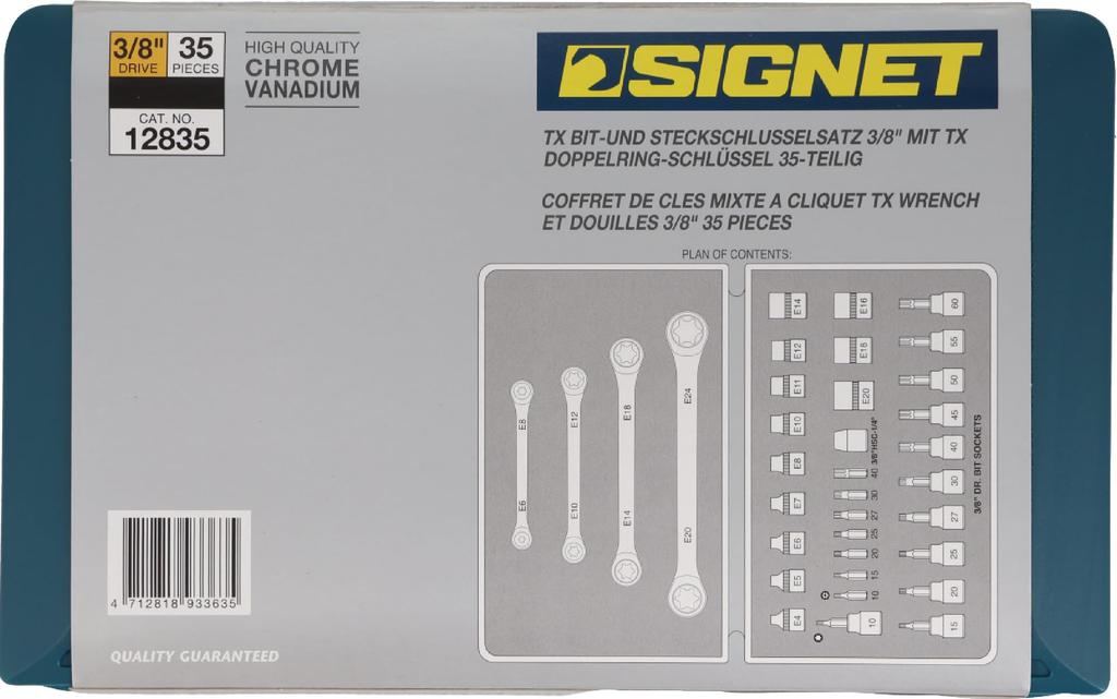 SIGNET Drive Hex Lobe Socket Set 12835 3/8