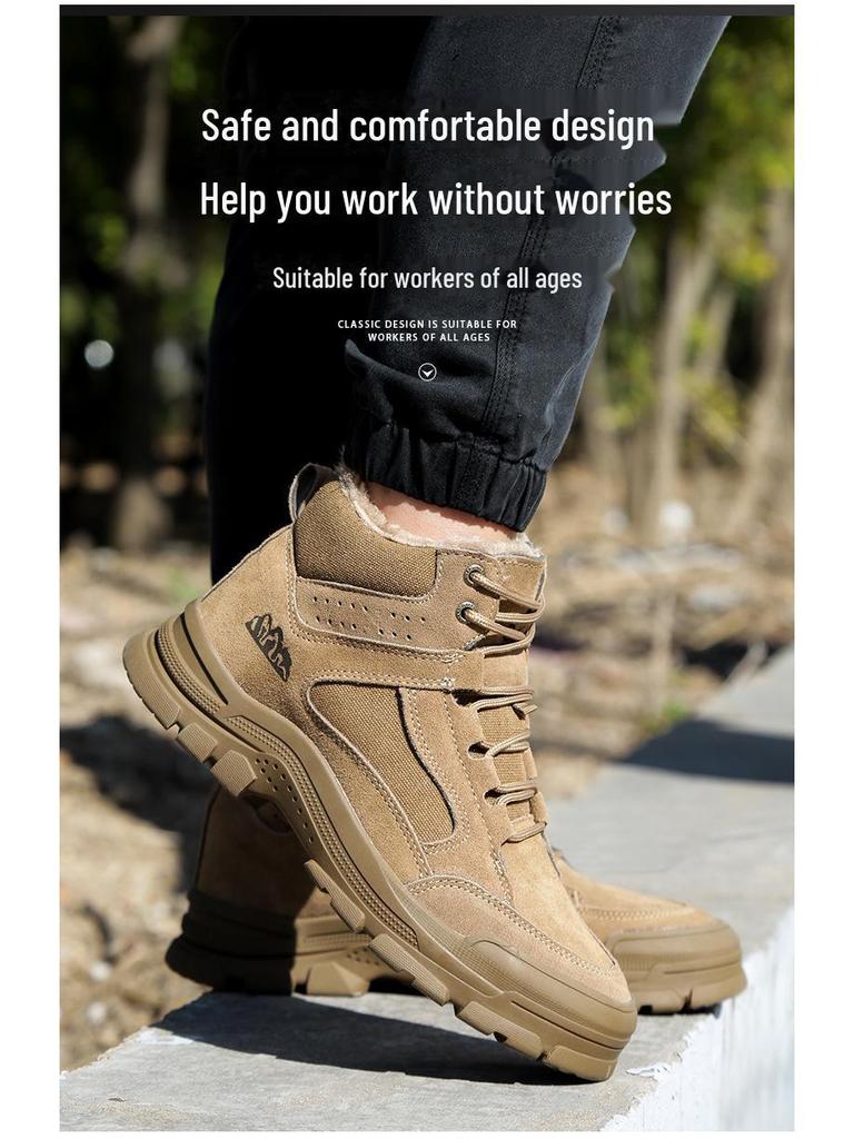 Manufacturer's New Insulated Cotton Work Shoes: Thickened, Anti-Smash, Anti-Puncture, Wear-Resistant Men's Safety Footwear.
