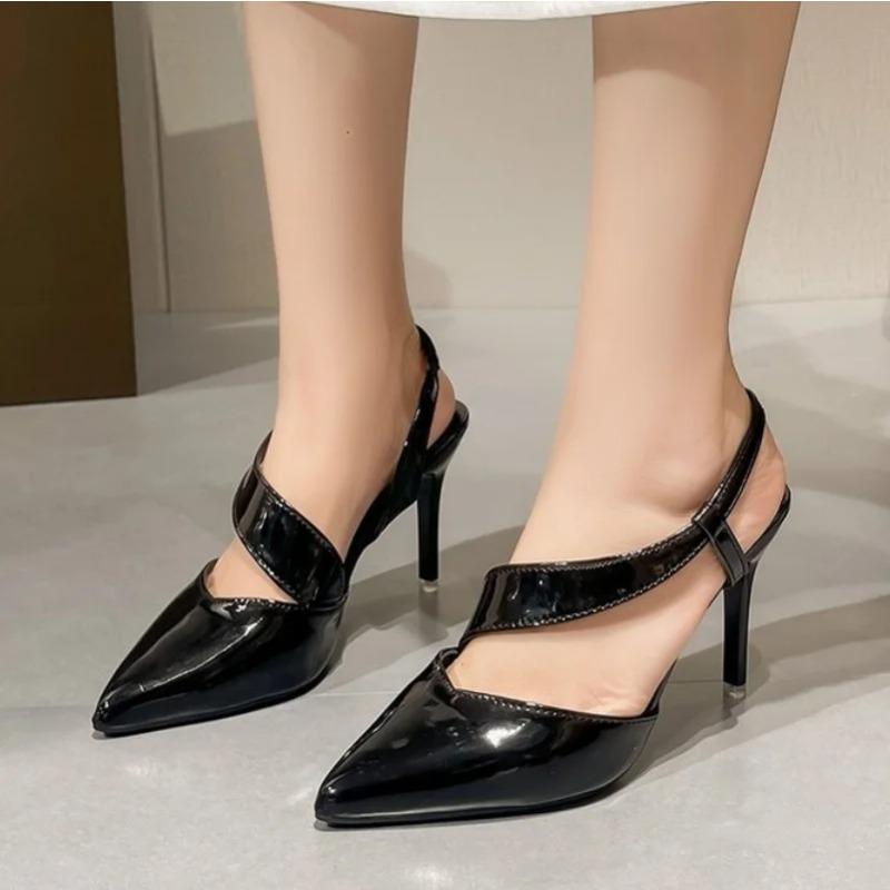 

Новый дизайн Туфли на высоком каблуке Гладиаторские сандалии Женские туфли-лодочки Сандалии с ремешком на пряжке Сексуальные с острым носком Свадебные банкетные туфли tacones de mujer 39