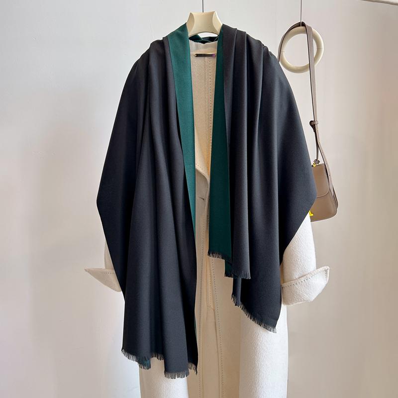 Luxury Winter Cashmere Scarf Women Two Colours Handkerchief Warm Pashmina Female Shawl Wrap Soft Pareo Bufanda Scarves Stole