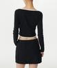 MUSINSA STANDARD WOMAN Women'S Slim Crop Square Neck Ringer Long Sleeve T-Shirt [Black/White]