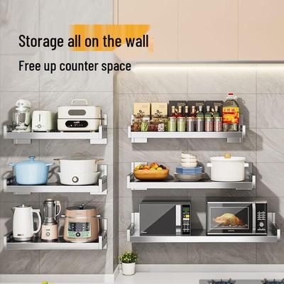 No-Drill Stainless Steel Kitchen Wall Shelf