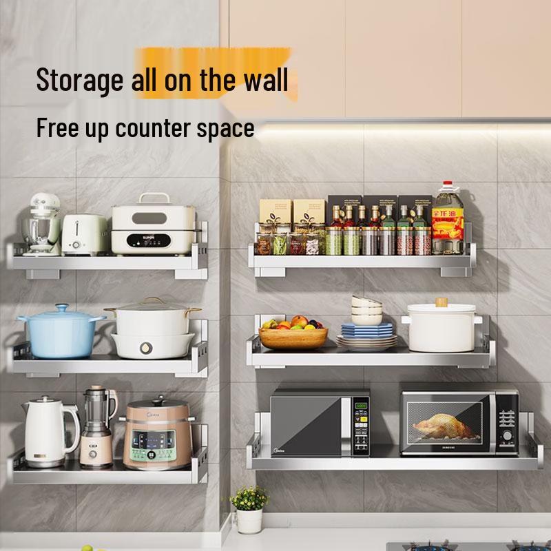 

No-Drill Stainless Steel Kitchen Wall Shelf