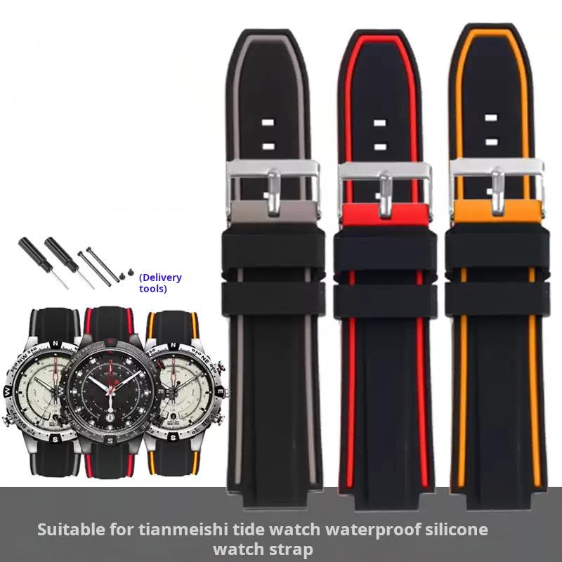 Silicone wristband For Timex E-tide Compass T2n720 T2n721 Tw2t76300 Tw2t76500 T45601 Rubber Men Watchband Sports Strap free tool