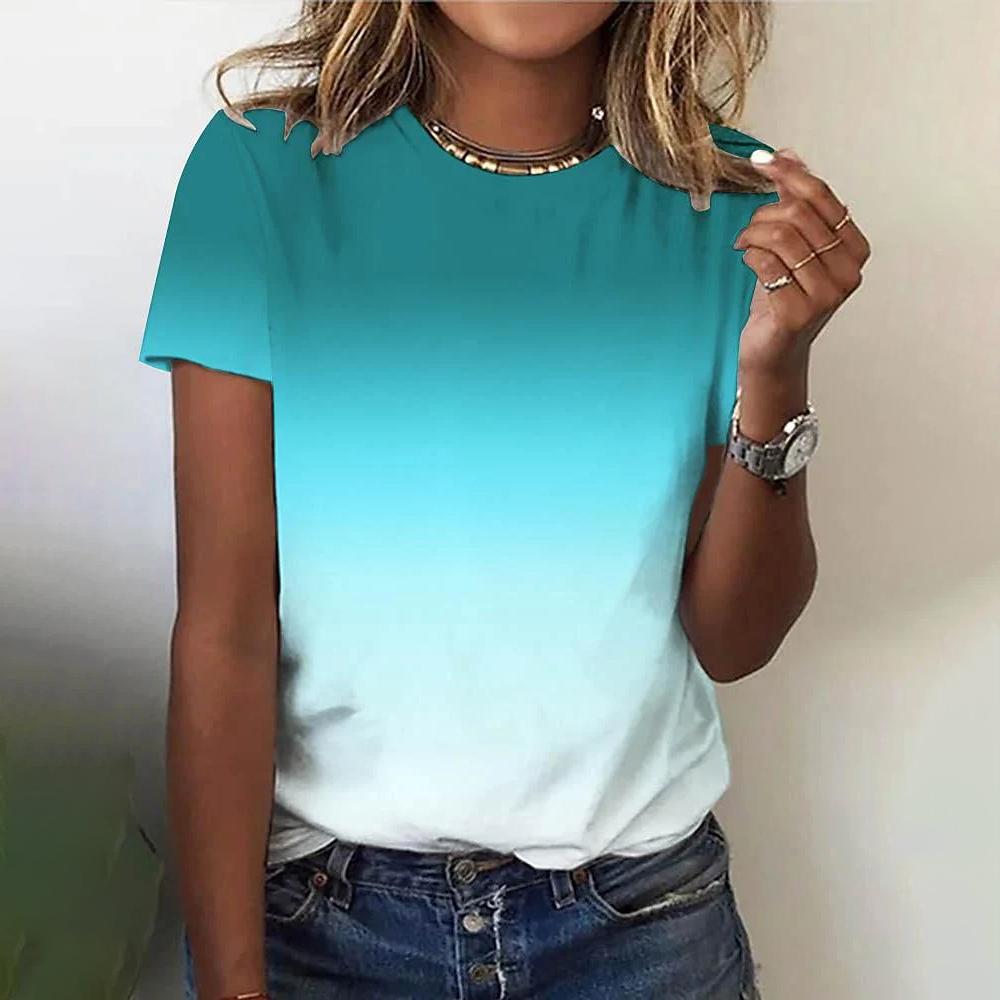 3D цветной витражный принт модные женские футболки с коротким рукавом топы с круглым — фото 10