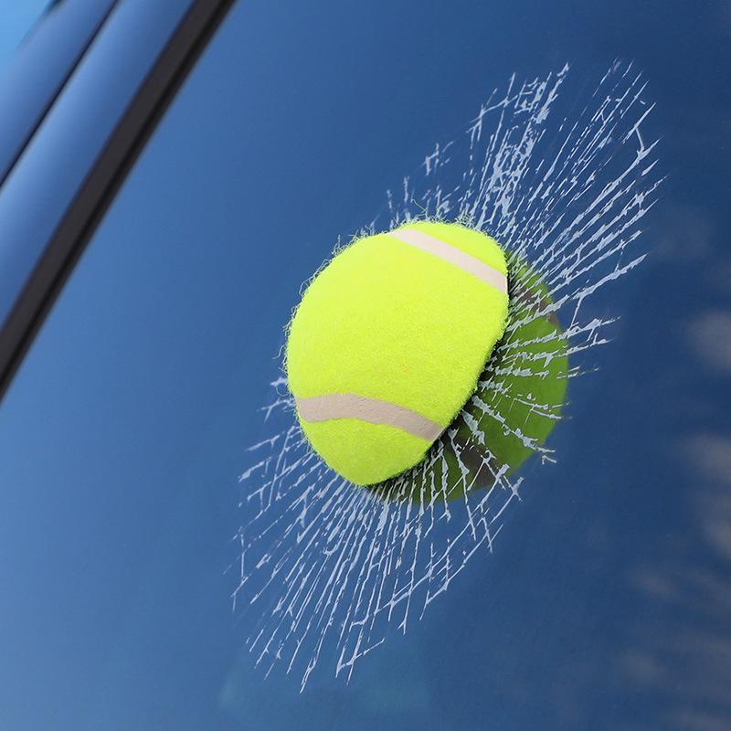 3D Car Ball Car Stickers Funny Creative Window Decoration Stickers Tennis Glass Broken Design Creative Interesting Objects